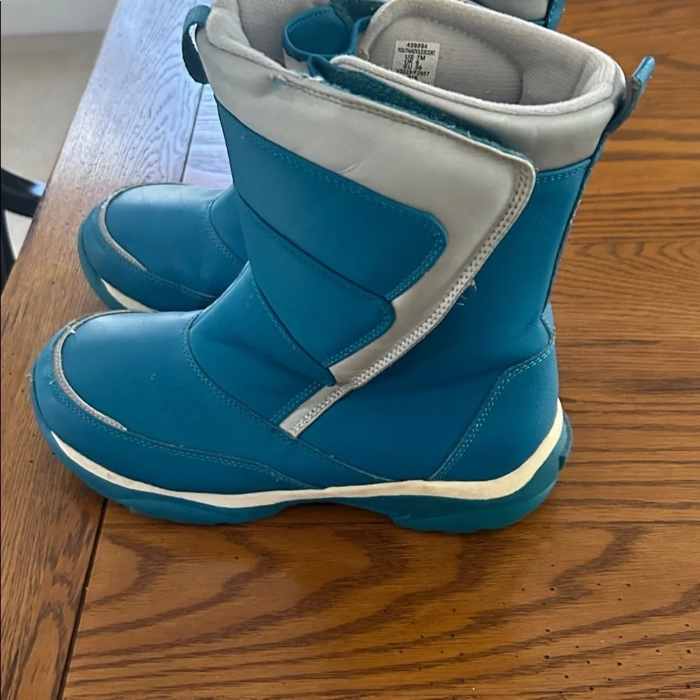 Blue and White Winter Boots